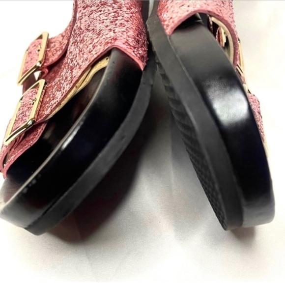 GIVENCHY Pink Swiss Glitter Double Buckle Flat Sandals - Picture 3 of 6
